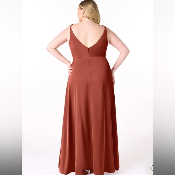 AZAZIE Dalilah Stretch Satin Bridesmaid Dress in Terracotta A20 - Picture 7 of 10